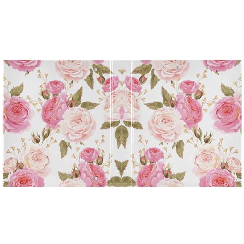 3 Ring Binder, Floral Flower Rose Pink 1.5 inch Round Ring Binder with 3 Inside Clear Pockets, Binders Organizer with Clipboard for Office Home School, Holds 200 Sheets, 1 Pack