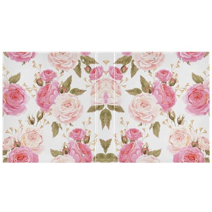3 Ring Binder, Floral Flower Rose Pink 1.5 inch Round Ring Binder with 3 Inside Clear Pockets, Binders Organizer with Clipboard for Office Home School, Holds 200 Sheets, 1 Pack