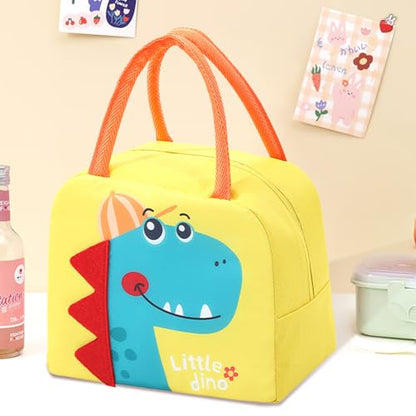 Generic Reusable Cooler Bags Cartoon Lunch Tote Bags Insulated Portable Lunch Box Bag for Work Office Picnic Beach (Yellow Dinosaur) - color: Yellow Dinosaur