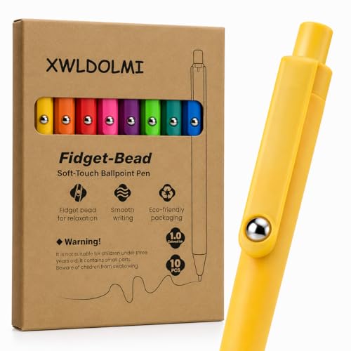 10 Pack Fidget Pens for Adults, Anxiety Relief Ballpoint Pens, 1mm Smooth Writing for Journaling and Bible Study, Soft Rubber Barrel, Sensory Office and School Supplies（Multicolor） - color: Multicolor