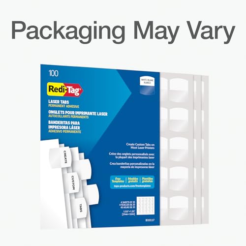 Redi-Tag Copier/Laser/Inkjet Index Dividers (RTG33117),White (Pack of 12) - size: 100 Tabs (Pack of 12)