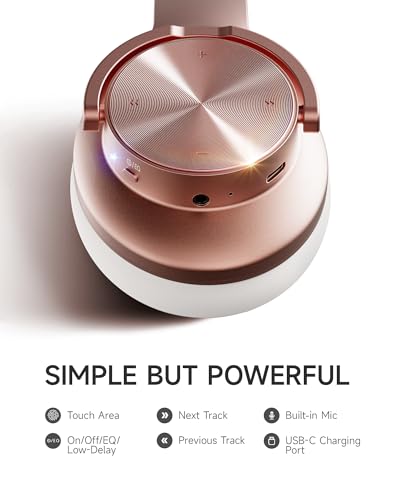 Picun B8 Bluetooth Headphones, 120H Playtime Headphone Wireless Bluetooth with 3 EQ Modes, Low Latency, Hands-Free Calls, Over Ear Headphones for Travel Home Office Cellphone PC - color: Rose Gold