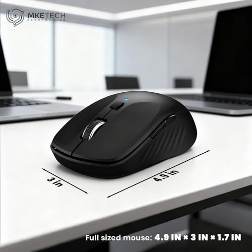 Wireless Computer Mouse - Full-Size 2.4G USB Receiver Mouse, 6 Buttons with Back/Forward, 3 DPI Levels, Lightweight, Ambidextrous Design, Black (MKE 410)