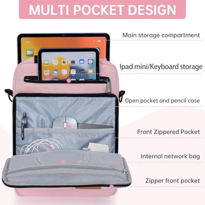 9-11 Inch Tablet Sleeve Bag, Padded Protective Travel Carrying Case for iPad A16 2025, iPad Air M4 11-inch 2026 M3 M2, iPad Pro M5/M4 11 inch, iPad 10/9/8/7th, Galaxy Tab A9+/S9/S8 11" - color: Pink, size: 9-11 Inch