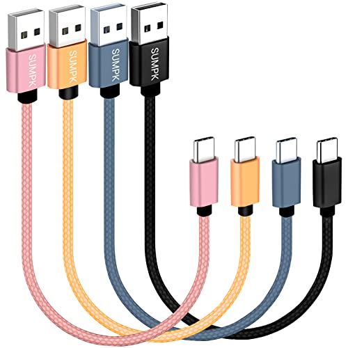 USB C Cable 1ft 4 Packs, 3A Fast Charging, Short USB A to USB C Cord | USB 2.0 Data Transfer, Nylon Braided, Compatible for SSD, Portable Charger, Dock Station, Galaxy,Moto G7 G8, Pixel 3, LG V30 - color: pink, yellow, grey, black, size: 1 ft