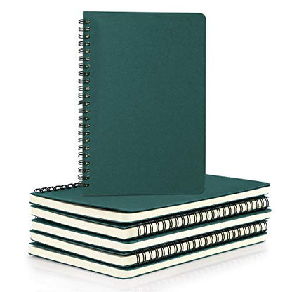 EUSOAR Hardcover Spiral Lined Notebook, A5 6 Pack 5.5" x 8.3" 120 Pages Lined Travel Writing Notebooks Journal, Students College Office Business Subject Diary Ruled Spiral Book Journal - color: Dark green, size: 6 Packs