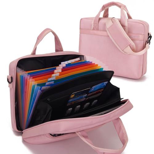 BARDOLPH Accordian File Folder with Handle, 12 Pocket Expanding Folder with Zipper, Heavy Duty Accordian Organizer (PINK) - color: Pink