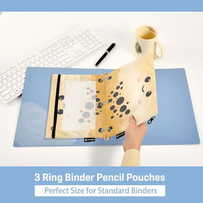 ZAZYXTJ Custom Personalized Bubble Tea Print Binder Pencil Pouchs 3 Ring | with Zipper Clear Window Office Organizers bag for School Students Teacher Supplies 2 Pack - color: Boba
