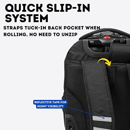 J World Duo Kids Rolling Backpack With Lunch Box Set. School Bookbag on Wheels, Black - color: Black