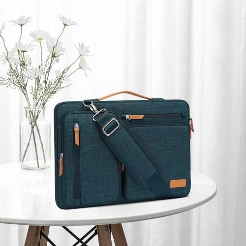 MOSISO 360 Protective Laptop Shoulder Bag,15-15.6 inch Computer Bags Compatible with MacBook Pro 16 inch, HP, Dell, Lenovo, Asus Notebook,Side Open Messenger Bag with 4 Zipper Pockets, Teal Green - color: Teal Green, size: 16 inch