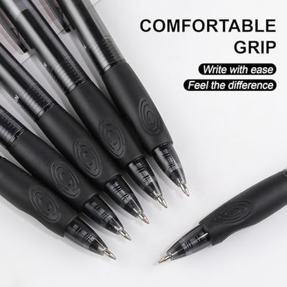 12 Pack Clicker Erasable Gel Pens, Fine Point (0.5mm), Black Ink with Eraser, Make Mistakes Disappear, Soft Grip for Students, Writing, Note Taking, School & Office Supplies - color: 12 Black
