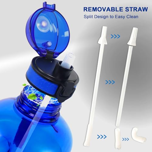 GEMFUL 3L and 2.2L Water Bottle with Handle Large Capacity Leakproof BPA-Free Time Marker Motivational Jug for Outdoor Camping Fitness Men & Women