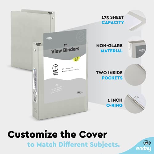 Enday 1 Inch Binder, Grey 3 Ring Binder 1 Inch, Heavy Duty Three Ring Binder, 175 Sheets Capacity - One Inch Binder for Home School and Office. - color: Grey, size: 1-Inch