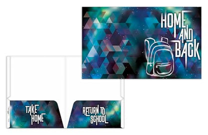 Home & Back Student Homework Folders | Classroom Organization Take-Home 2-Pocket Folder | School-to-Home Communication | Fits 8.5" x 11" Letter Paper | 14-pt Cardstock | Deep 4.5" Pockets | Set of 6