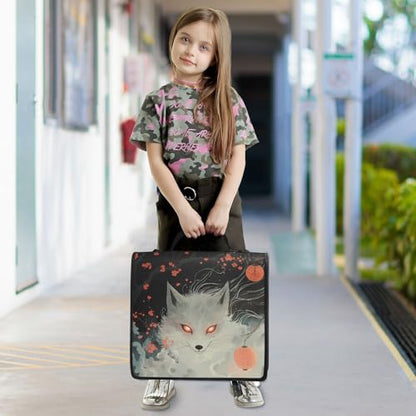 3 Ring Zipper Binder Fox Cherry Blossom Binders Bag with Shoulder Strap 500 Sheets Paper Organizer Trapper Keeper Documents Storage File Folder for School Office - color: A934