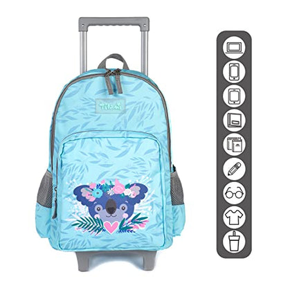 Tilami Rolling Backpack 18 inch Double Handle with Lunch Bag Wheeled Kids Backpack for Girls and Boys, Koala - color: Koala
