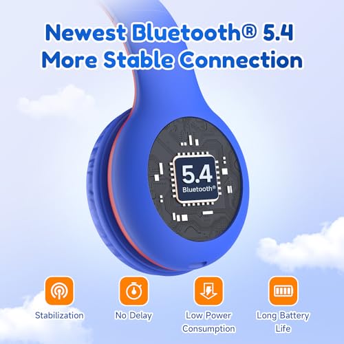 EarFun K2 Kids Bluetooth Headphones, Kids Headphones with Volume Limited, 40H Playtime, Built-in Mic, Stereo Sound, Foldable Over-Ear Headphone for School/Travel/iPad/Tablet, Blue - color: Navy Blue