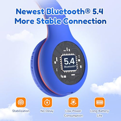 EarFun K2 Kids Bluetooth Headphones, Kids Headphones with Volume Limited, 40H Playtime, Built-in Mic, Stereo Sound, Foldable Over-Ear Headphone for School/Travel/iPad/Tablet, Blue - color: Navy Blue