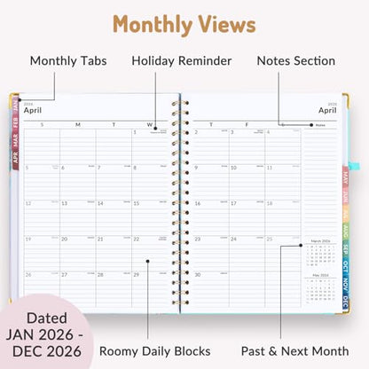 Forvencer 2026 Planner, Weekly and Monthly Calendar Planner for Women, Jan 2026 - Dec 2026, 8.5" x 11", Hardcover Planning Agenda book with Monthly Tabs, Spiral Bound, Inner Pocket, Cute Journal Organizer Notebook for Office School, A4 Size ,Purple - colo