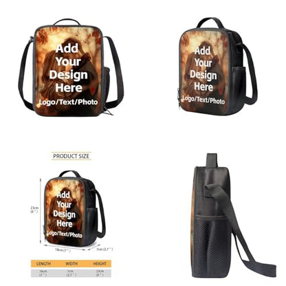 Customized Backpack for Girls Boys Backpack with Lunch Box Water Bottle Holder with Strap and Zipper Pencil Case 4PCS Set Bookbag with Front Pocket for School Teens 17 inch Sturdy School Bag - color: Customized