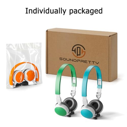 3-Pack Individually Wired Classroom Headphones - No Mic Headphones with 3.5mm Jack, Multi-Color Bulk School Headsets for School/Library/Testing Room, Each in Protective PP Bags - size: 3-PACK