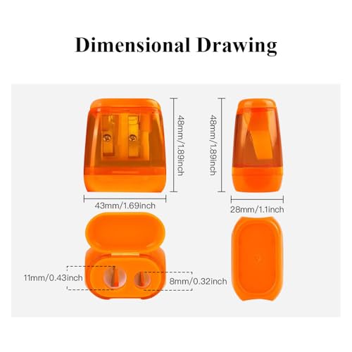 4 Pack Pencil Sharpeners with Lid, Dual Holes Handheld Pencil Sharpener Manual, Mini Sharpener with Shavings Container for School, Office, Classroom Supplies