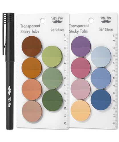 Mr. Pen- Round Transparent Sticky Notes, 1.1” Diameter, 14 Pads, 560 Sheets | Colorful, Water-Resistant See-Through Sticky Notes & Fineliner, Smooth Writing, Note Tabs for Bible Journaling, Studying - color: Organic Modern, size: 560 pcs