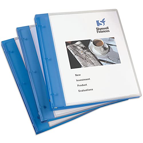 Avery Flexible View 3 Ring Binder, Clear Front Customizable Cover with Solid Back, 1/2 Inch Round Rings, 3 Clear/Blue Binders (17670) - style: 3 Pack