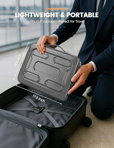 DOMISO 17 inch Laptop Sleeve with Handle Shockproof Waterproof EVA Protective Case for 17.3" ZBook Fury 17.3 G8/MSI GS73VR Stealth Pro/HP Envy 17/LG Gram 17"/ROG Strix GL702VS, Dark Grey - color: Dark Grey, size: 17.3 inch