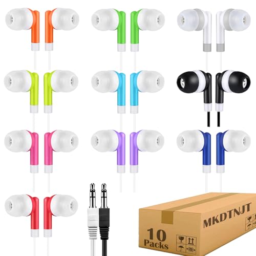 Kids Earbuds Bulk 10 Pack for School Classroom Children Student Boys Girls Toddler Teen and Adult(HTC101 Mixed Colors) - color: Mixed Colors, size: 10 PACK