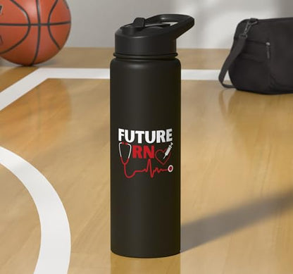 Future RN Nurse Nursing Student Registered Nurse In Training Stainless Steel Insulated Water Bottle - color: Black