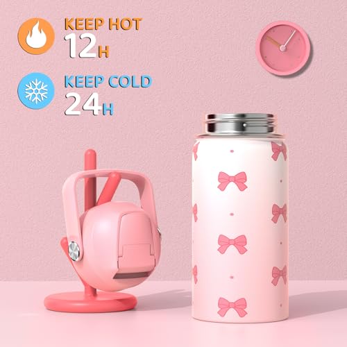 DIGOBAY Girls Backpack - Includes 14oz Insulated Water Bottle, Girls School Backpack Set with Lunch Bag & Pencil Case Teens for School (Black-Pink)
