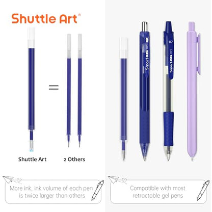 Shuttle Art Retractable Gel Pen Refills, 30 Pack Blue Rollerball Gel Ink Pens Refills, Bulk Set, 0.7mm Fine Point for Writing Journaling Taking Notes School Office Home - color: Blue, size: 30 Count (Pack of 1)