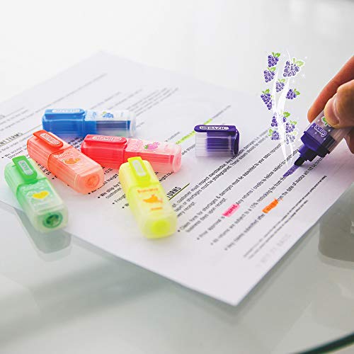 BAZIC PRODUCTS Fruit Scented Mini Highlighters, Chisel Tip, 6 Count | fruit-scented fluorescent mini highlighters; compact; Quick-dry; non-toxic ink; ASTM D-4236