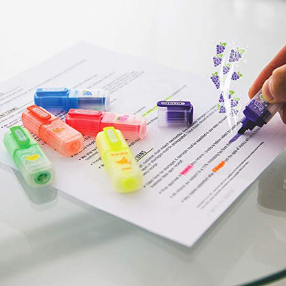 BAZIC PRODUCTS Fruit Scented Mini Highlighters, Chisel Tip, 6 Count | fruit-scented fluorescent mini highlighters; compact; Quick-dry; non-toxic ink; ASTM D-4236