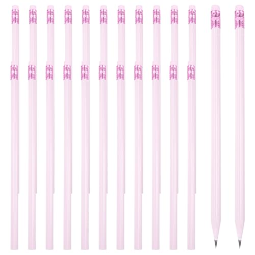 PATIKIL Round Pencils, 24 Pcs Triangle HB Graphite Pencil Wooden Pencils with Eraser for Classroom Office Writing Drawing Supplies, Purple - color: Purple, size: 1 Count (Pack of 24)