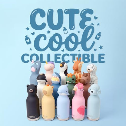 asobu Bestie Bottle Limited Edition Collectible Kids Water Bottle with Animal Character Lid 16oz (460ml) Insulated Stainless Steel, Leakproof, Reusable with Straw Fun Gift for Girls & Boys - color: HURLEY THE SHARK