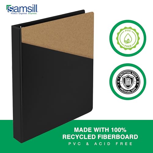 Samsill 2 Inch Document Storage Binder, 100% Recycled Chipboard, Round Ring, 3 Ring Binder, 12 Pack, Black - color: Black, size: 2 Inch, style: 12-Pack
