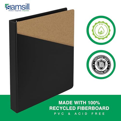 Samsill 2 Inch Document Storage Binder, 100% Recycled Chipboard, Round Ring, 3 Ring Binder, 12 Pack, Black - color: Black, size: 2 Inch, style: 12-Pack