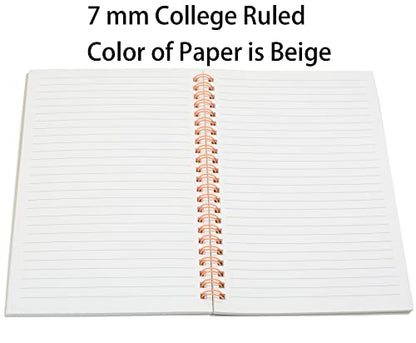 Yansanido Spiral Notebook, 6 Pcs A5 White Thick Plastic Hardcover 7mm College Ruled 80 Sheets -160 Pages Journals for Study and Notes (6 White A5) - size: 6 White A5