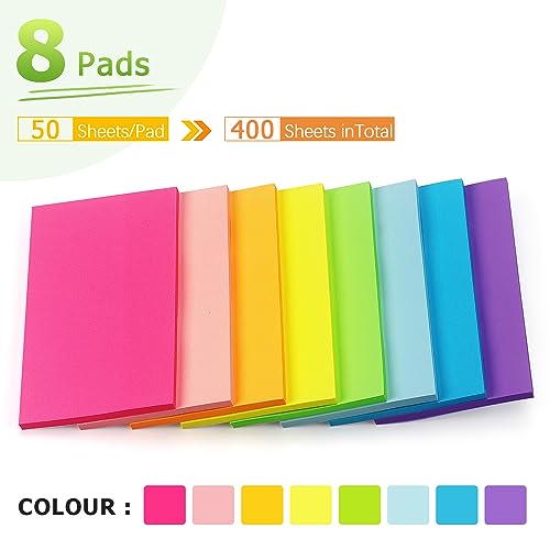 Winner Aura Sticky Notes 3x5 inch Bright Colors Self-Stick Pads 8 Packs 400 Sheets - color: 3x5 in 8 Pads