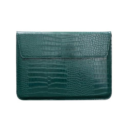 Laptop Sleeve 13-13.6 Inch Crocodile PU Leather Flip Case for 2016-2026 MacBook Neo 13 A18 Pro A3404 Air 13/13.6/ Pro 13 M5 M4 M3 M2 M1, for HP Dell Microsoft 13-13.6" Notebook, Green - color: Green