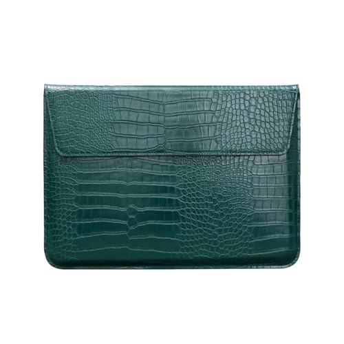 Laptop Sleeve 13-13.6 Inch Crocodile PU Leather Flip Case for 2016-2026 MacBook Neo 13 A18 Pro A3404 Air 13/13.6/ Pro 13 M5 M4 M3 M2 M1, for HP Dell Microsoft 13-13.6" Notebook, Green - color: Green