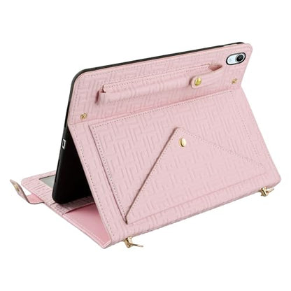 Handbag Case for iPad Mini 7 2024/Mini 6th Generation Case, Techcircle Elegant Crossbody PU Leather Folio Envelope Pocket Stand Cover with Hand Strap+Shoulder Strap+Pencil Holder+Card Slots, Baby Pink - color: 02 Baby Pink, size: iPad Mini 7/6 8.3"