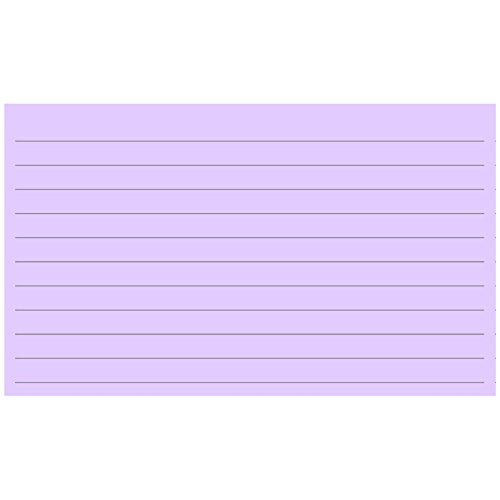 Colonial Cards: 150 Color Cardstock 3" x 5" Index Cards, Light Purple, Lined Landscape Format - color: light purple