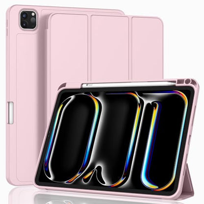 ZryXal iPad Pro 11 Inch Case (M5) 2025/ (M4) 2024 (Model: A2836/A2837/A3006), Trifold Stand Smart Cover with Pencil Holder and Soft TPU Back, Auto Wake/Sleep (Pink) - color: Pink