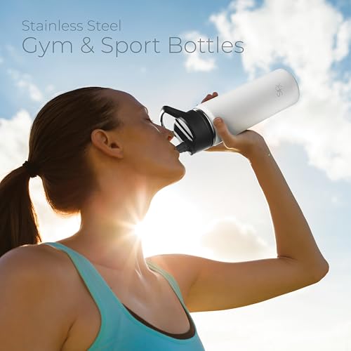 SipX™ 18 oz Insulated Water Bottle with 3 Lids – Leakproof Stainless Steel, Triple Insulated – Cold 24 Hours/Hot 12 Hours – Durable Bottle for School, Gym, Travel – White - color: White, size: 18 Ounces