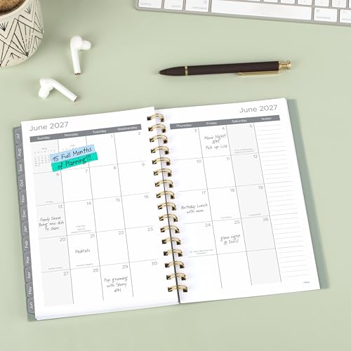 Mead Planner 2026-2027 Weekly & Monthly Academic 15-Month April-June, 5.5" x 8.5", Soft Grass (CAW42093) - color: Soft Grass, size: 5.5"W x 8.5"H, style: 2026-2027