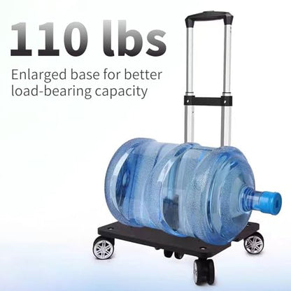 Foldable Black Aluminum Backpack Cart with 5 Swivel Wheels, Large Base, Ideal for Large Backpacks, Pet Carriers, Laptop Bags - size: 5 Wheels with Larger Base