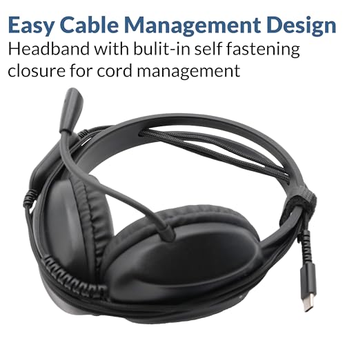 Cyber Acoustics USB-C (AC-4014) Computer Headset with Microphone, Wired Headset with Noise Cancelling Mic for PC, Laptop, Office & Work from Home, Durable Classroom Design - size: 1 Unit - USBC